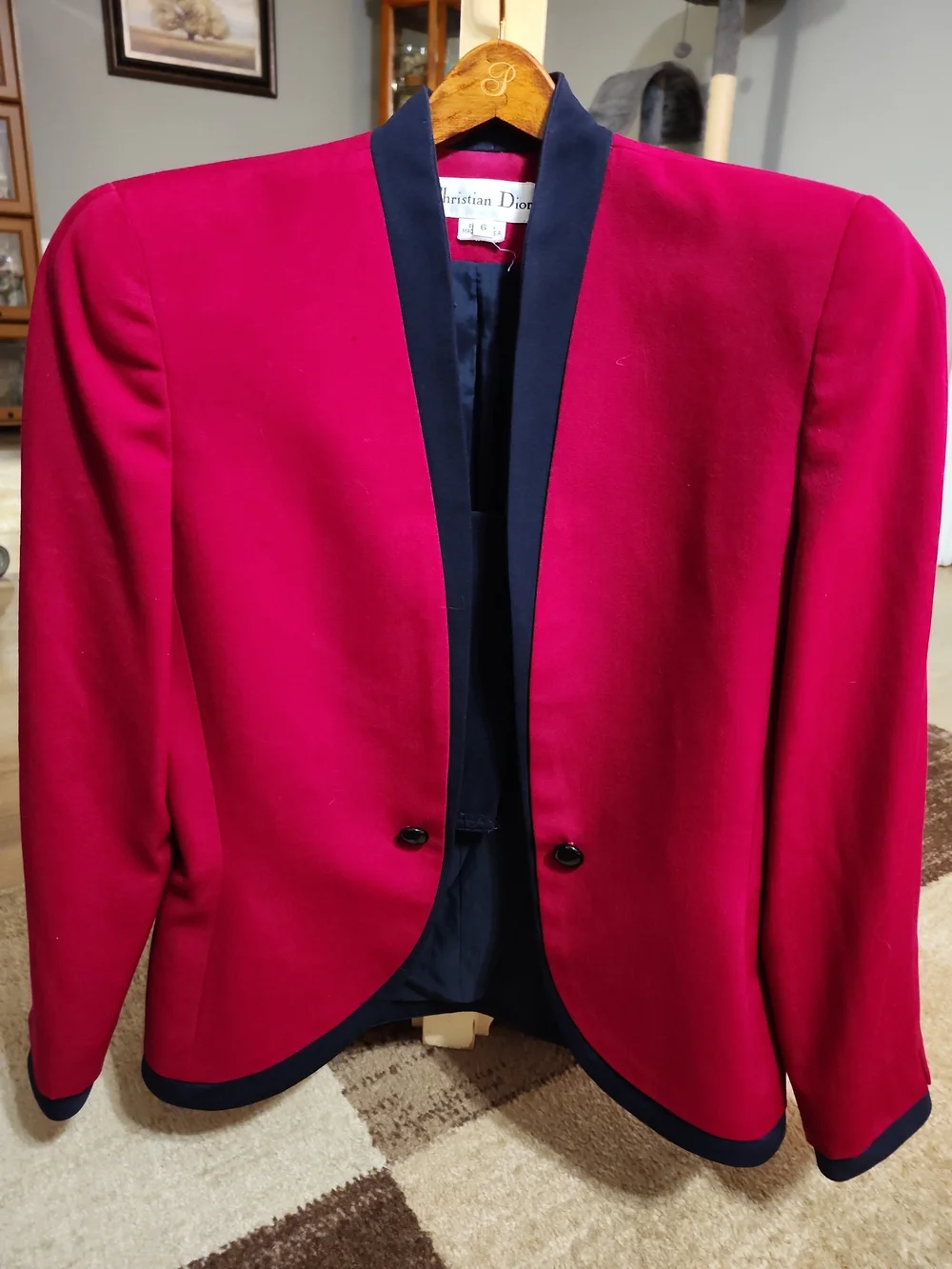 Dior Hot Pink Blazer with Navy Trim - Women's Jacket